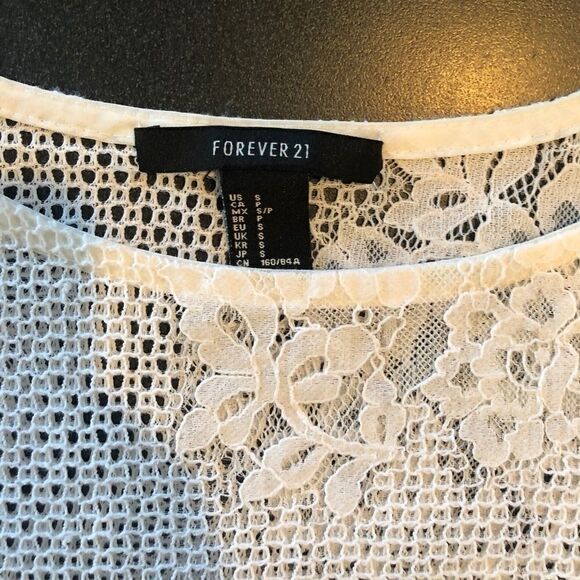 Forever 21 White Lace Floral Sheer Top - Picture 2 of 5